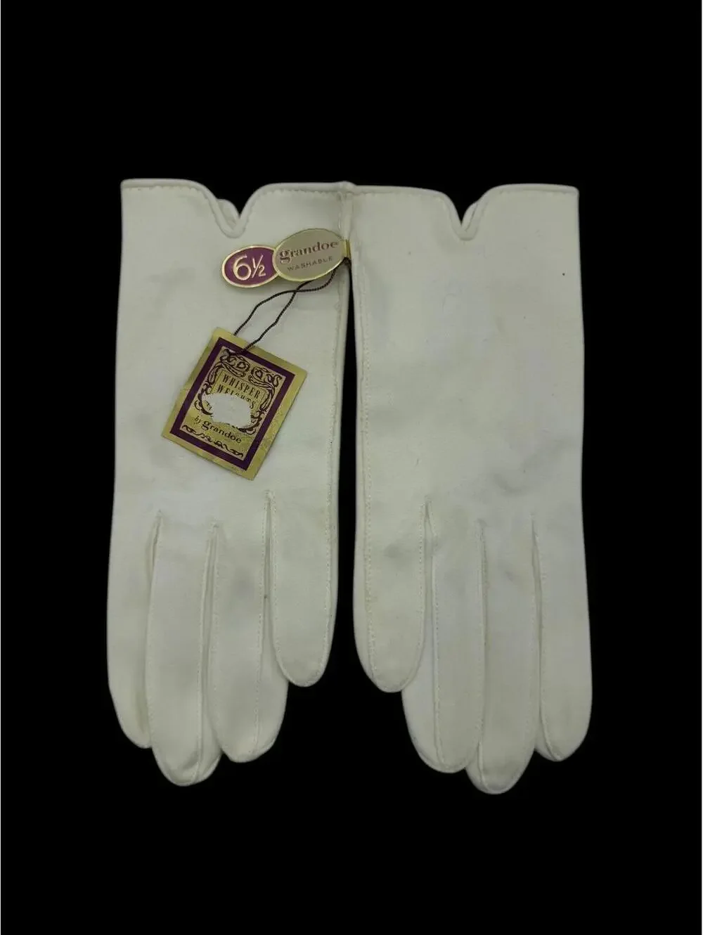 1960s White Shortie Gloves, Grandoe NOS, Size 6 1/2
